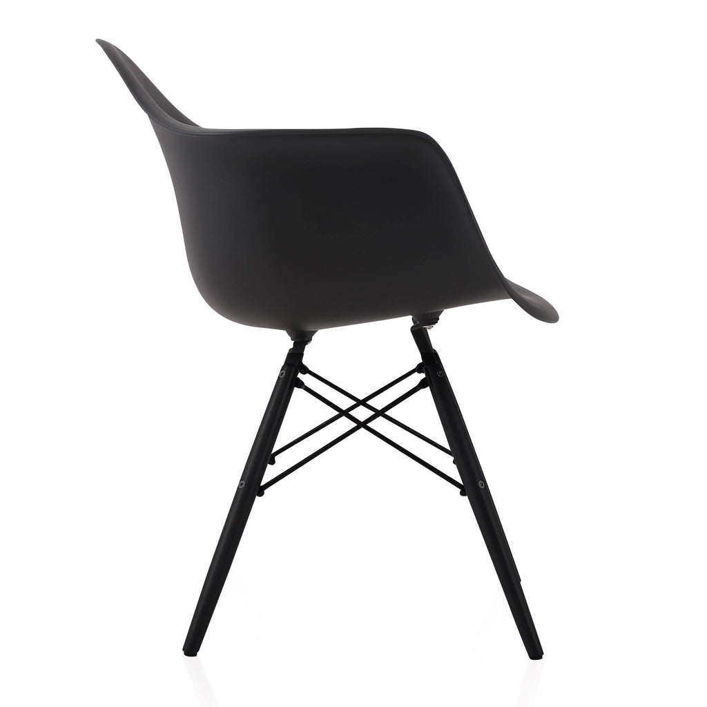 Set of 4 Black Molded Plastic Dining Arm Chair A919