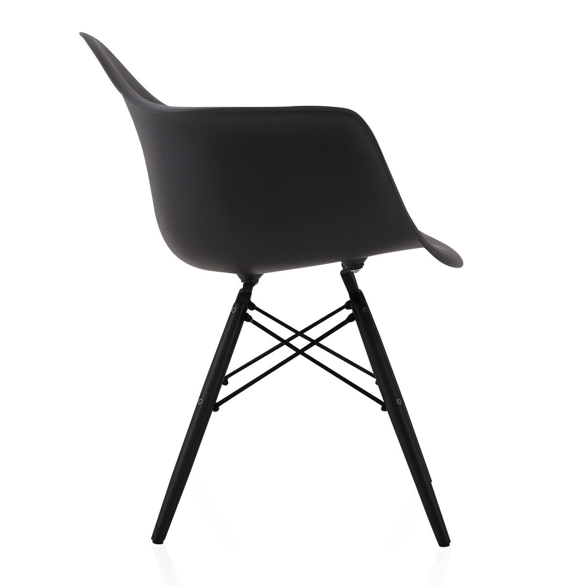Set of 4 Black Molded Plastic Dining Arm Chair A919