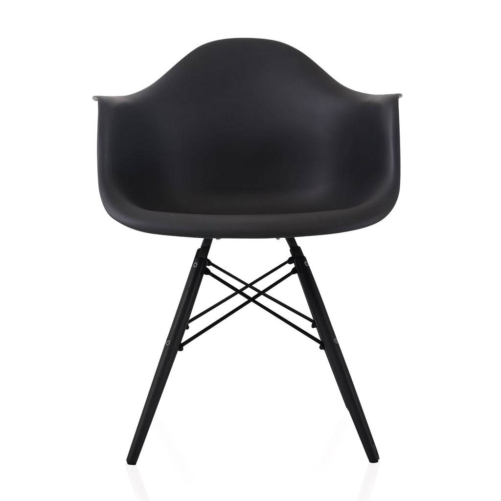 Set of 4 Black Molded Plastic Dining Arm Chair A919