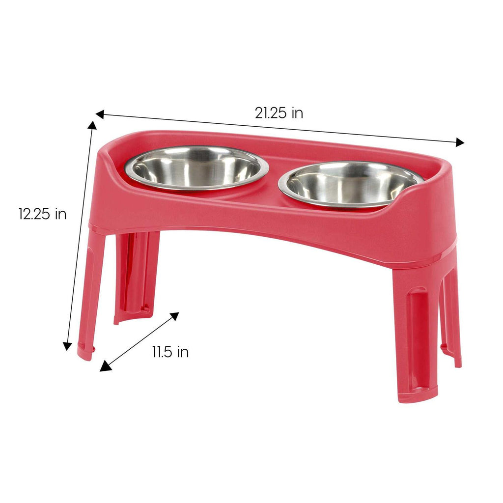 12 inch Elevated Dog Bowls with 2 Qt Stainless Steel Bowls E22936