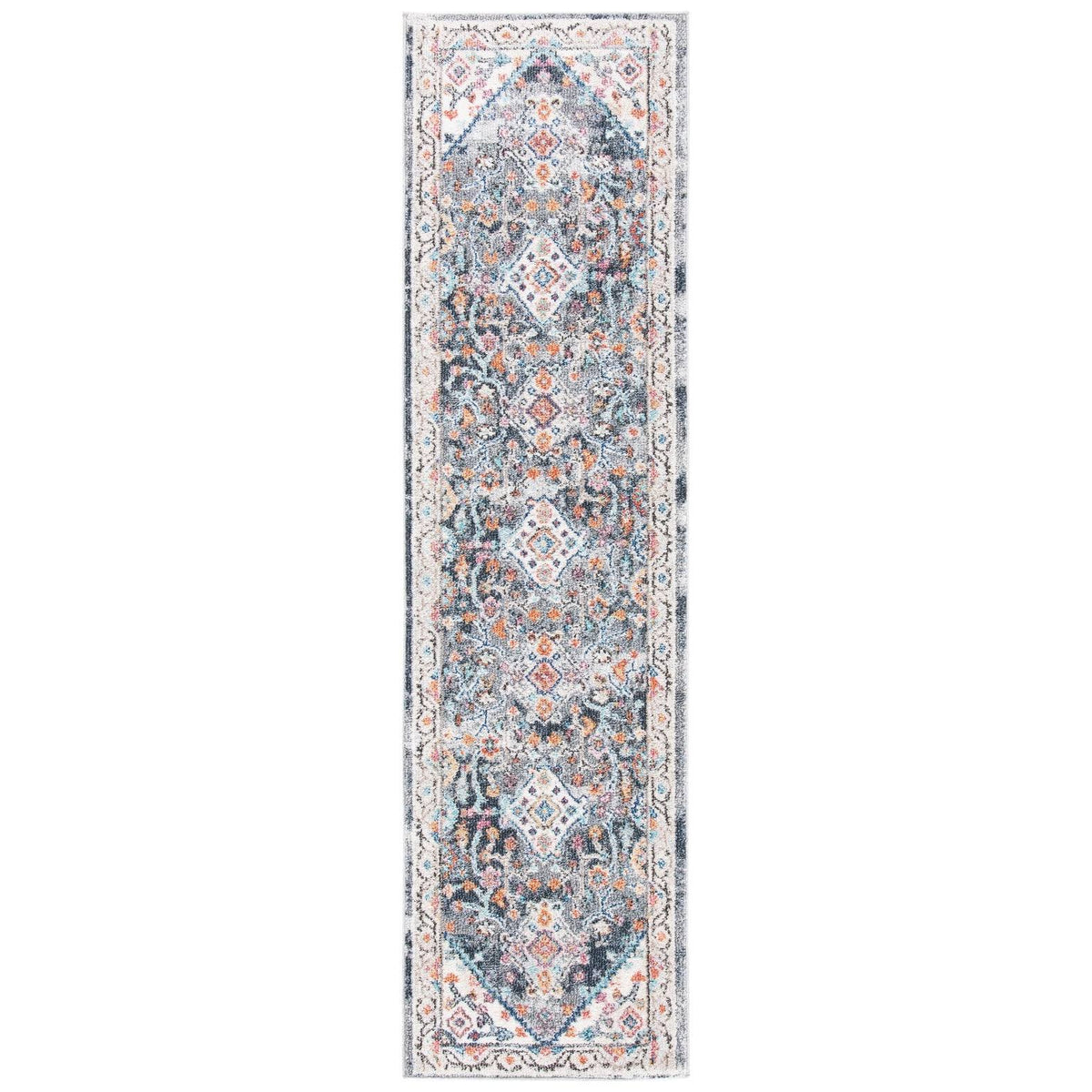 Ivory / Grey Round Rug W12509