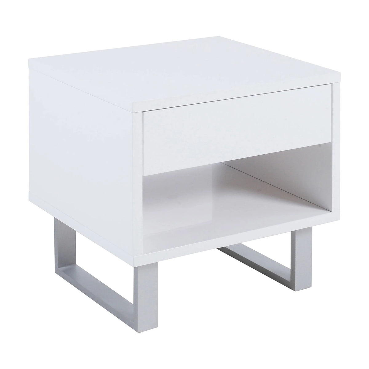 1-drawer End Table High Glossy White O4448