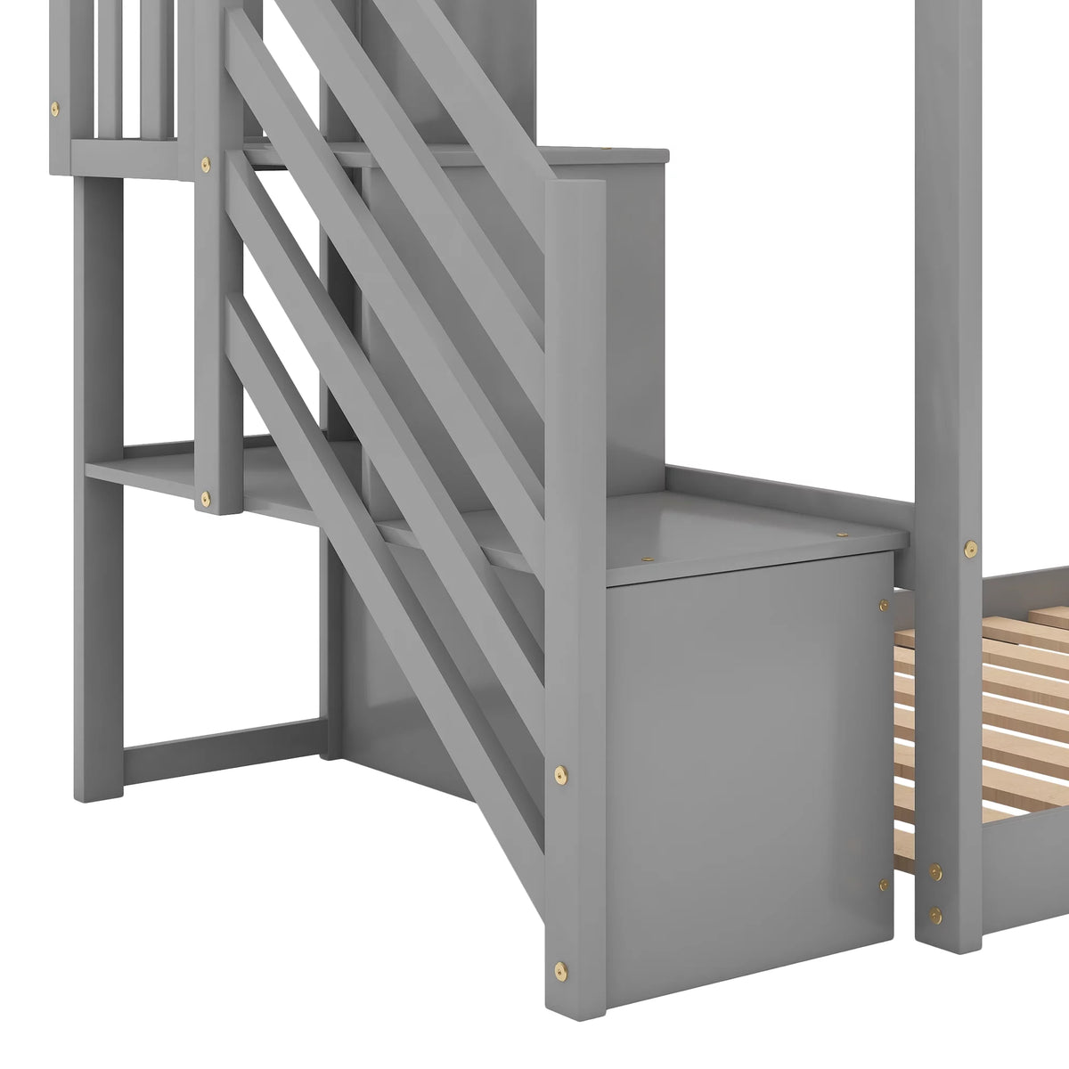 Solid Wood Twin Over Twin Bunk Bed with Slide and Stairway B33015