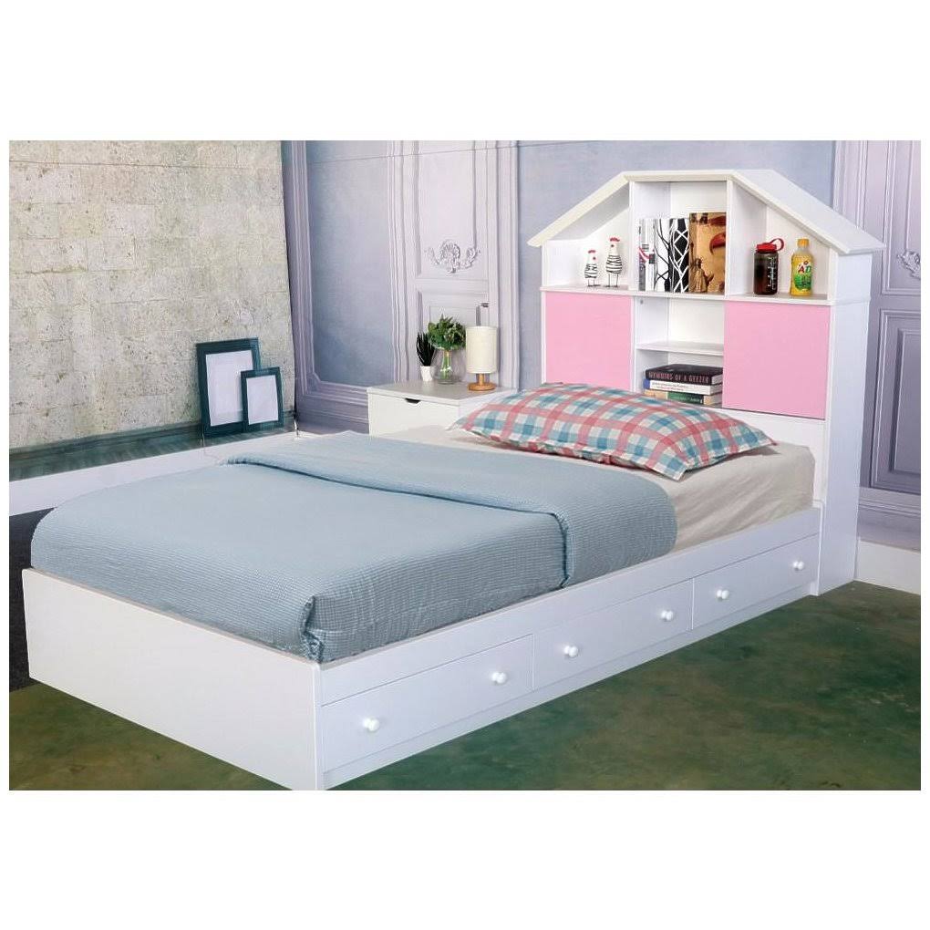 White Full Size Bookcase Headboard I19659