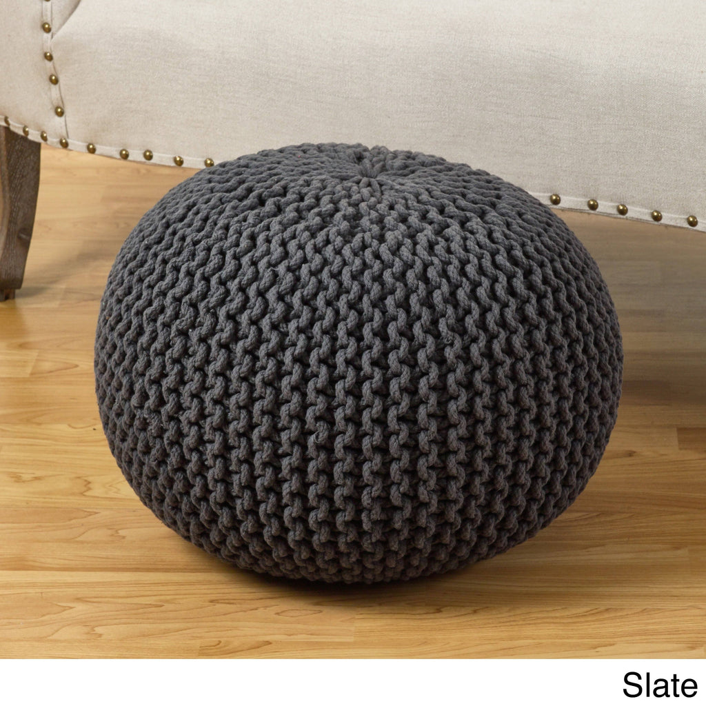 Slate Cotton Twisted Rope Ottoman G11293