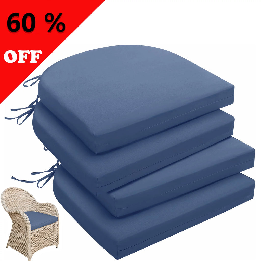Waterproof Outdoor Seat Cushions Set of 4 Navy Blue X499