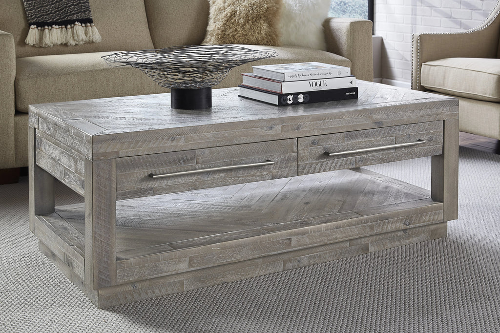 3PC Rectangular Coffee, End & Console Table in Rustic Latte Q25291