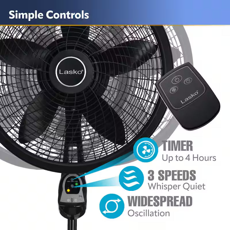 Black 3 Speed Oscillating Pedestal Fan U483