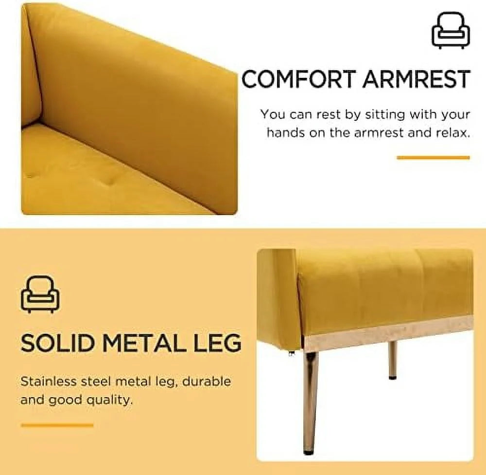 Yellow Velvet Accent Chair with Metal Legs H9678