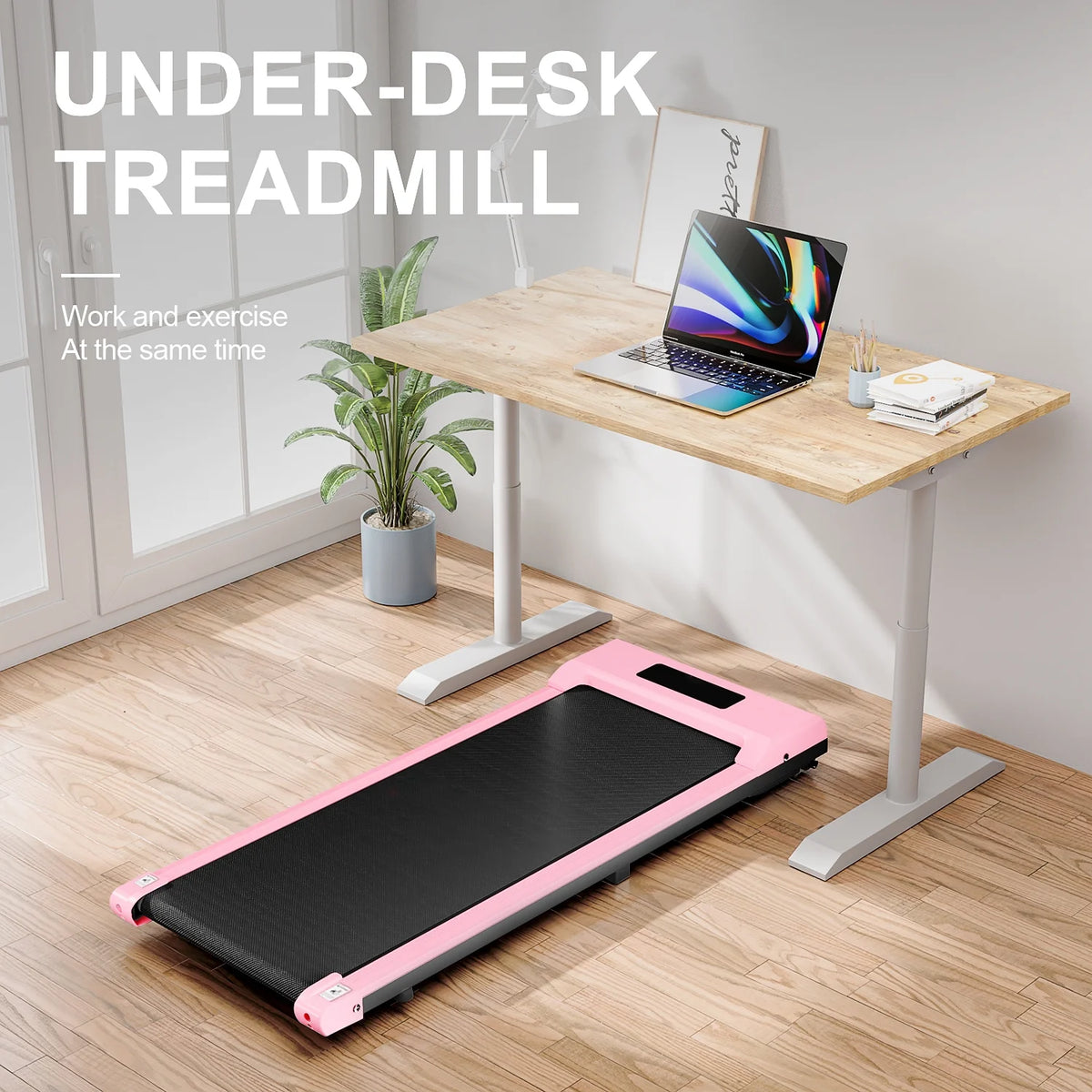 Portable Motorized Treadmill 6.25MPH 265 Lb Capacity Pink E165427