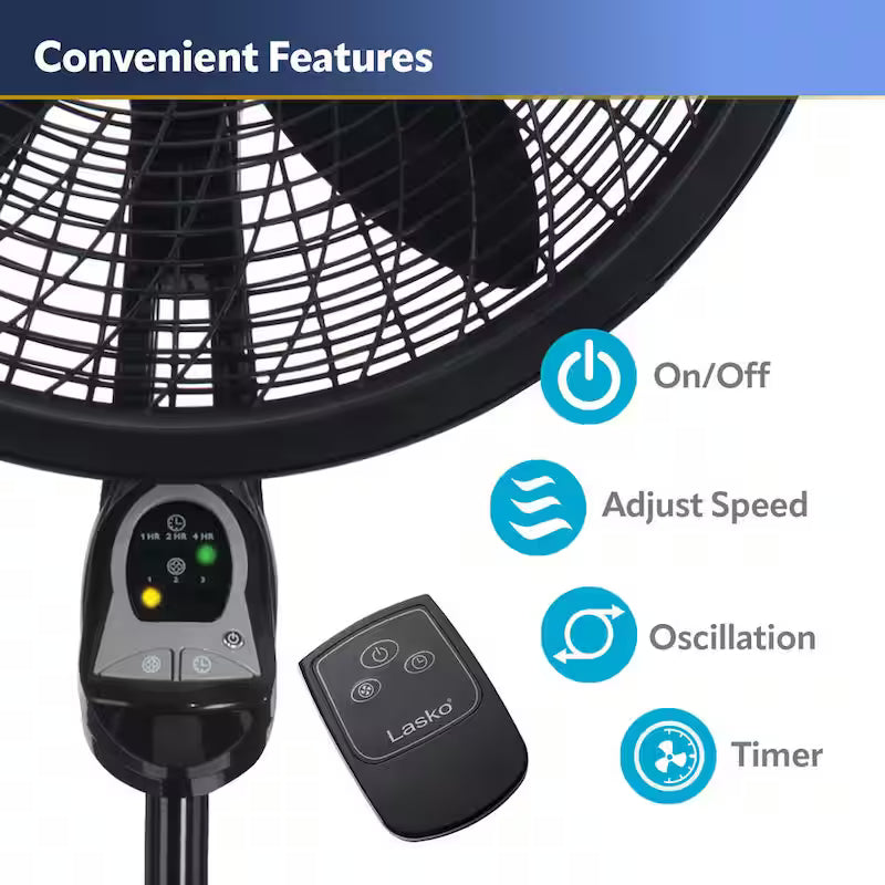 Black 3 Speed Oscillating Pedestal Fan U483