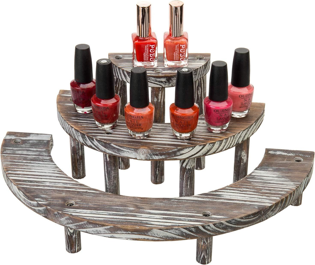 3 Tier Rustic Torched Wood Semicircle Cupcake Stand T8818