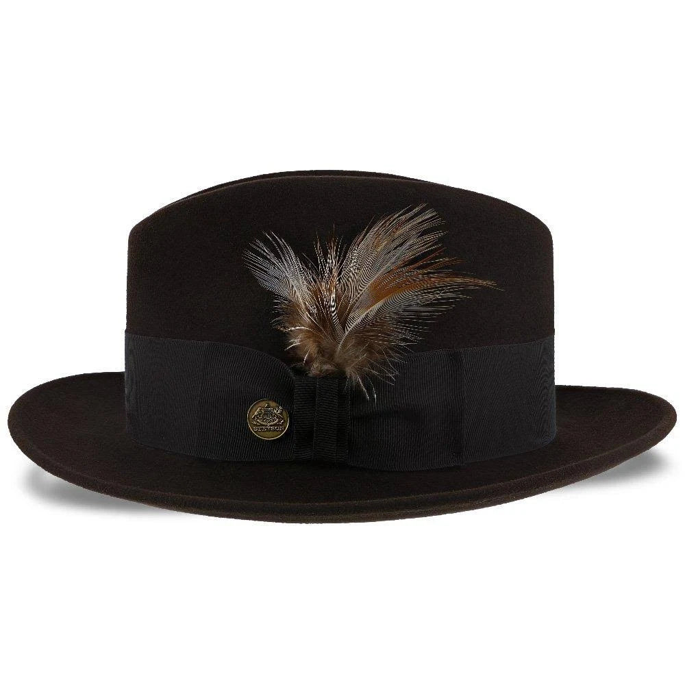 Black Fur Felt Fedora Hat B2355