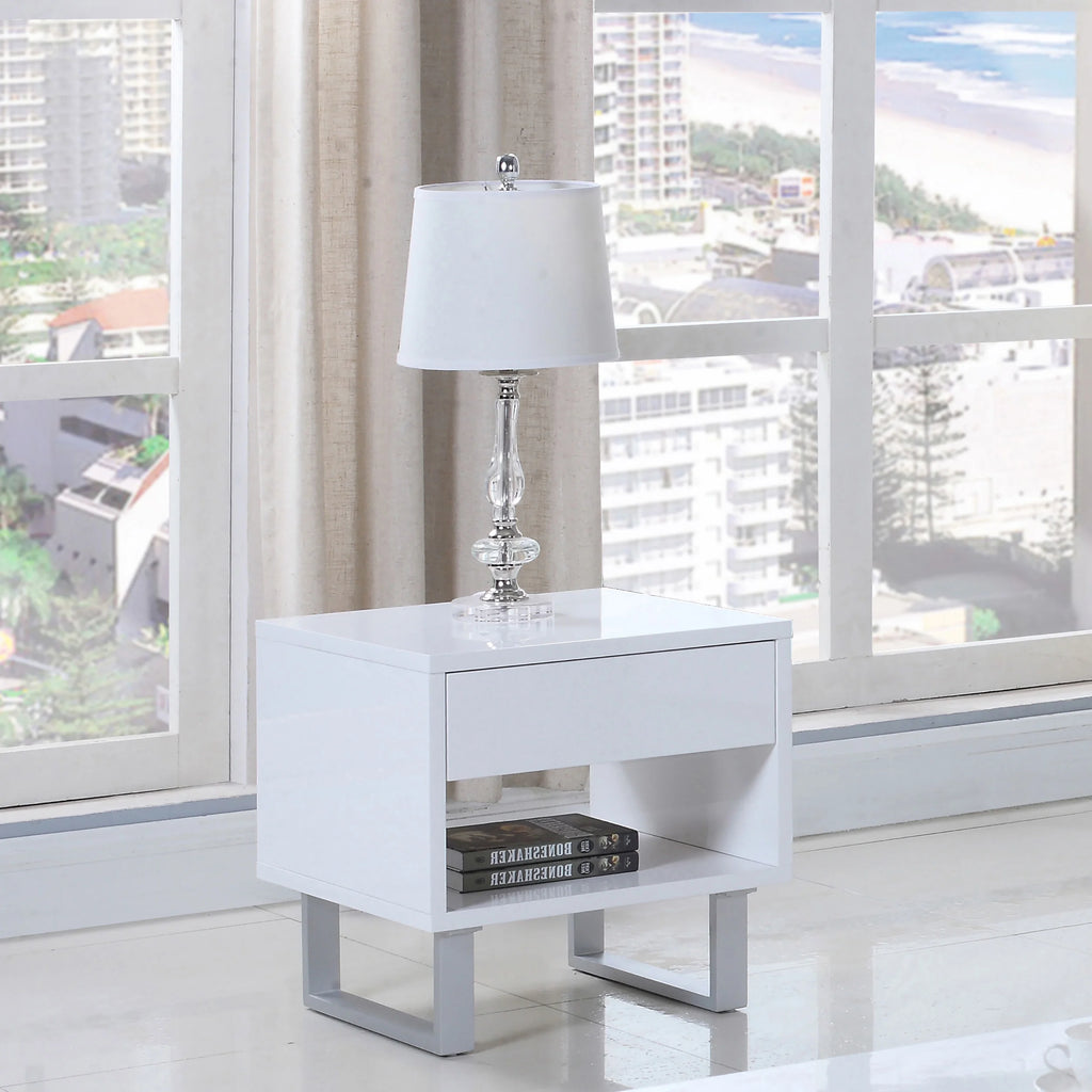 1-drawer End Table High Glossy White O4448