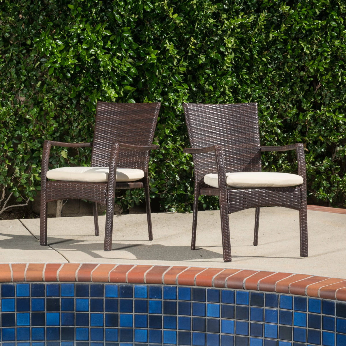 Multibrown Wicker Outdoor Dining Chair Set of 2 N2622