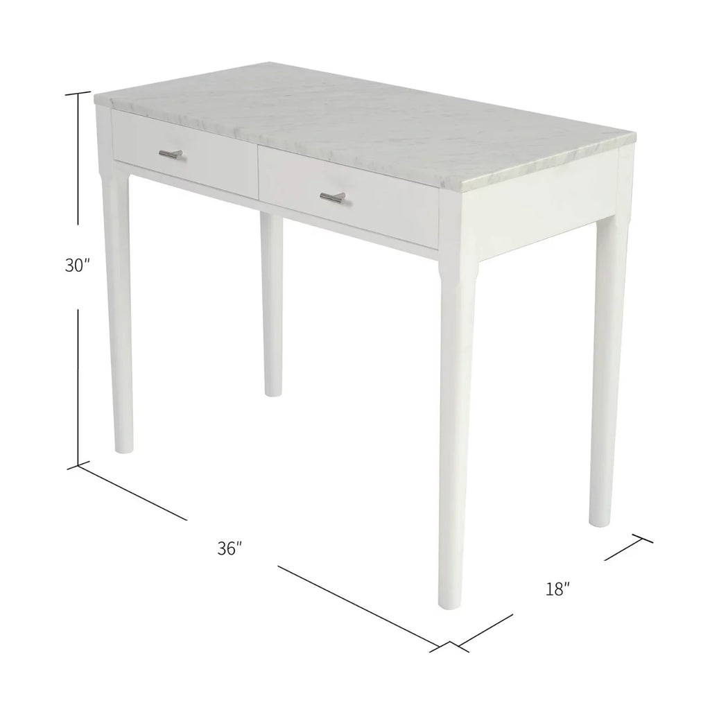 White Marble Top Console Table with Drawers M874