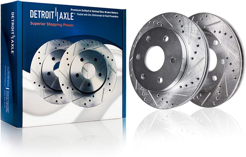 12.99" Front & 13.58" Rear Drilled Slotted Rotors w/ Brake Pads 10pc Set K175